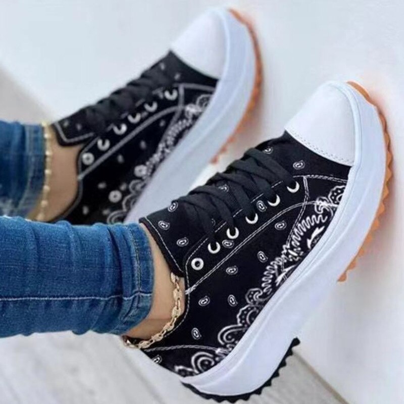 2022 Pattern Canvas Women Sneakers Casual Sport Shoes Comfortable Everyday Wear Lightweight Breathable