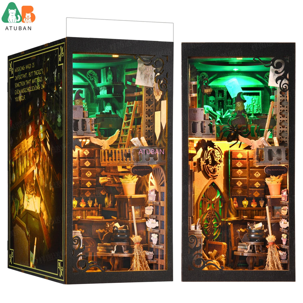 Book Nook Kit,DIY Miniature Dollhouse Booknook Kit,3D Wooden Puzzle