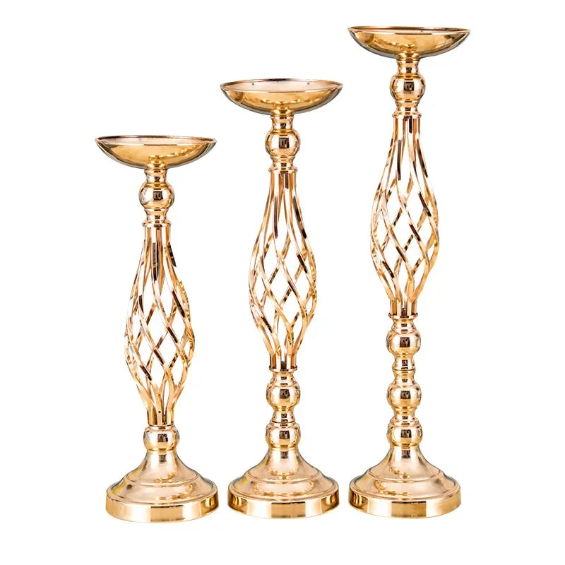 Table Candle Holder Decoration: Golden Iron Art Vase, Twisted Road