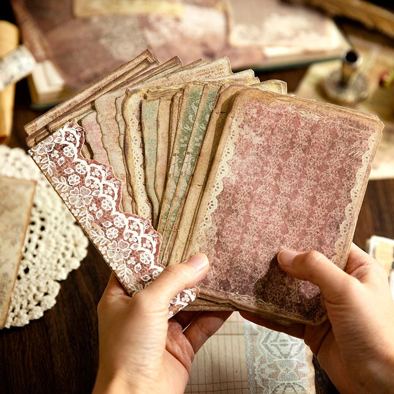 JIANQI 50pcs Vintage Decor Scrapbooking Materials Paper Combo Kit DIY