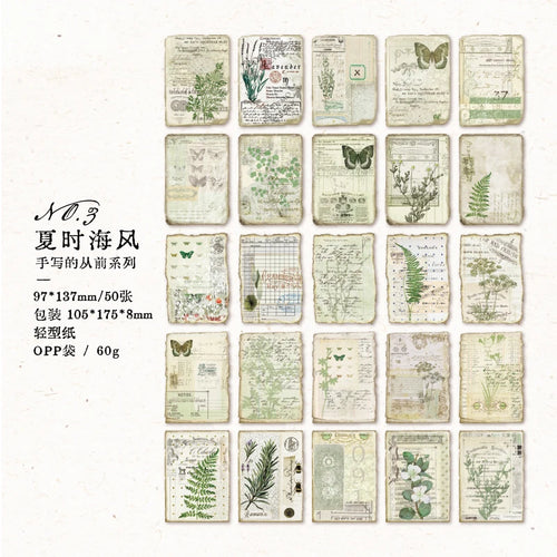 JIANQI 50pcs Vintage Decor Scrapbooking Materials Paper Combo Kit DIY