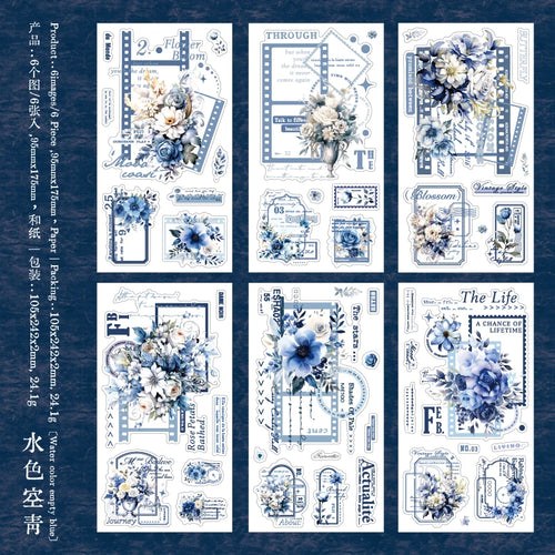 Journal GO 6pcs Flower Shadow Decorative Sticker Fresh Plant Flowers