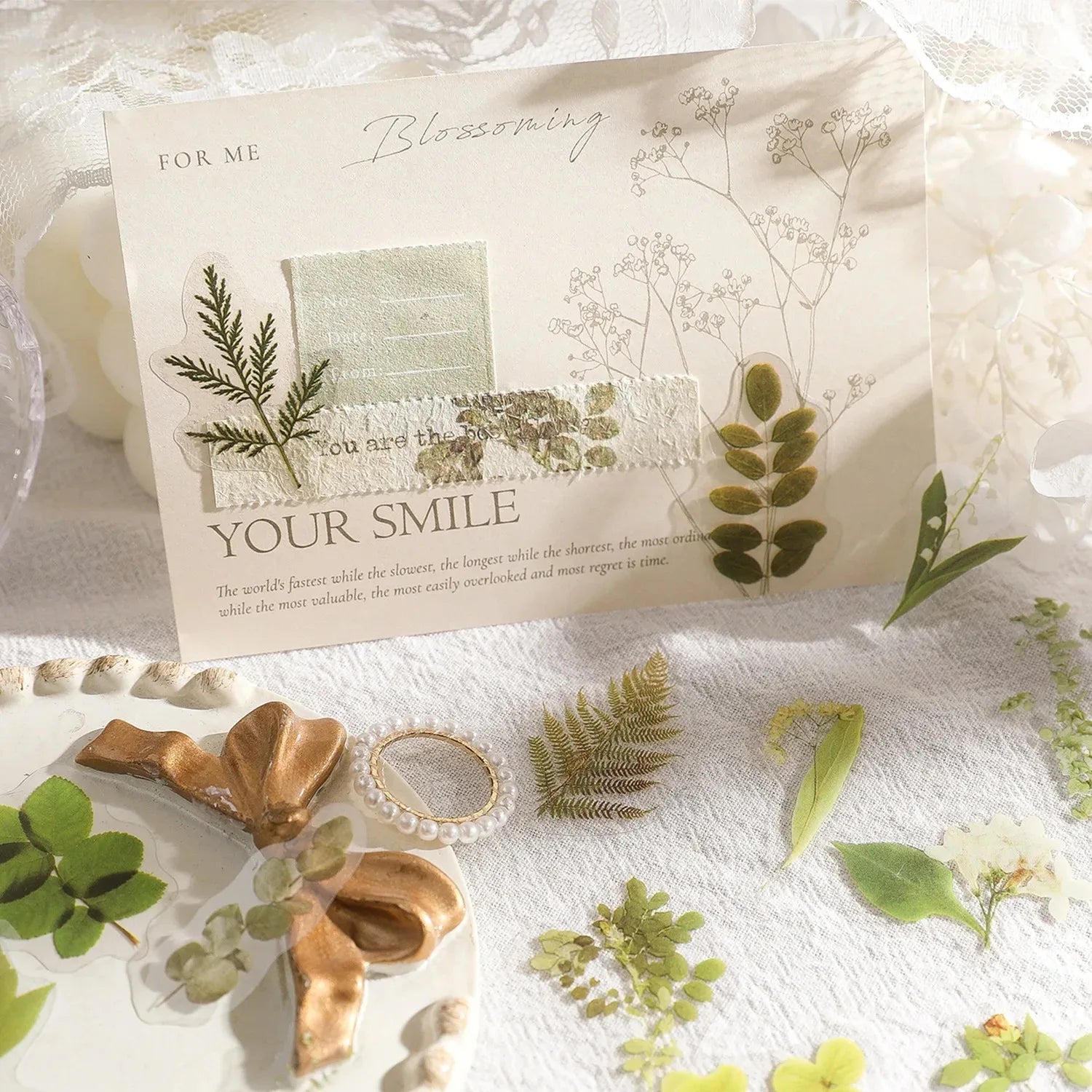 45Pcs Flower Language Kawaii PET Journaling Sticker Set For Gift