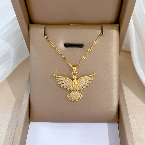Phoenix Eagles Stainless Steel Pendant Necklace - Women's Statement Jewelry