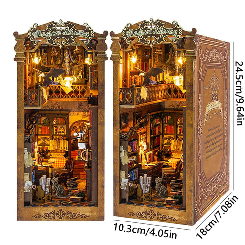 DIY Book Nook Kit Mini 3D Wooden Bookshelf Set Doll House Bookshelf