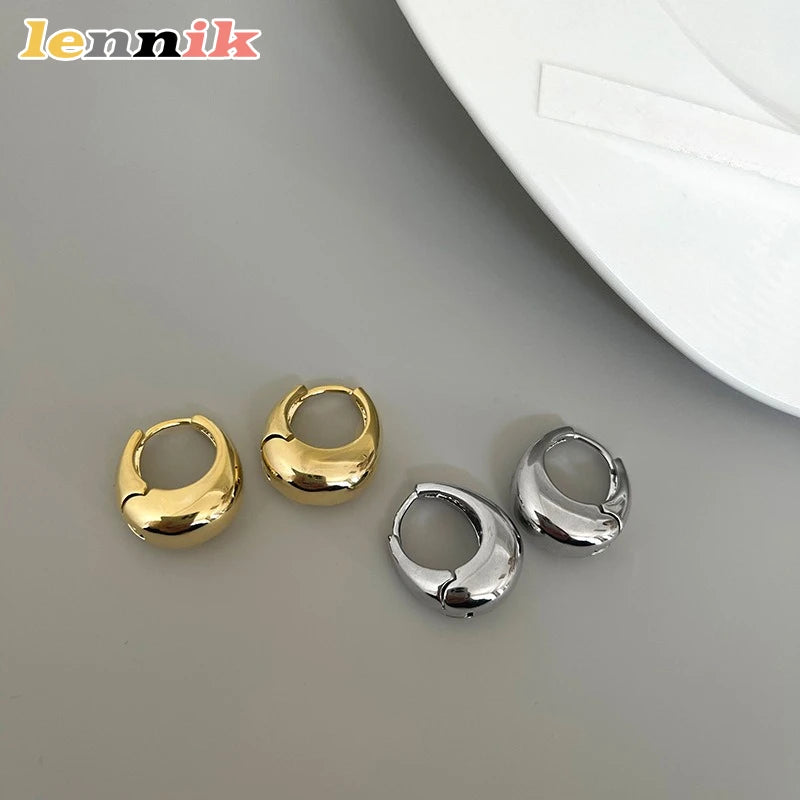 LENNIKOval Elegant Earrings, Women’s 3D Metal Design, Fit for