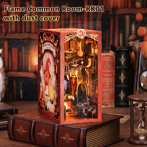 CUTEBEE Book Nook Kit DIY Doll House with LED Light Bookshelf Insert