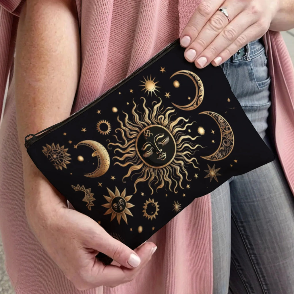 Magic Sun-Moon-Star Cosmetic Bag  Exotic Mystical Vibe Ideal Gift for