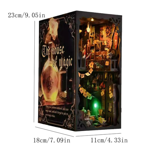 DIY Book Nook Kit Miniature Dollhouse With Light Wooden Bookshelf