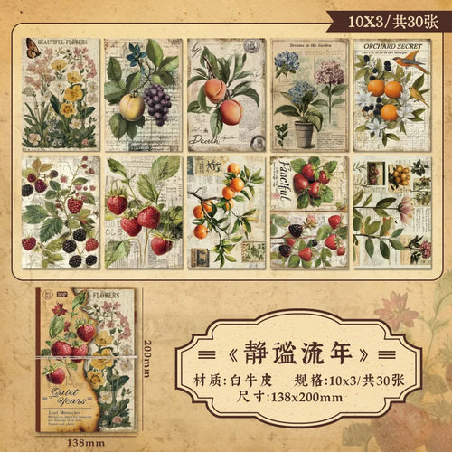 30pcs Lost Memory Series Retro Journal Scrapbook Background Decorative