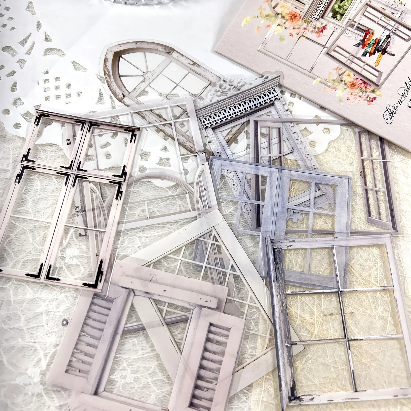 JIANQI 11 Pcs/Pack Retro Gate Stickers Decorative Scrapbooking Collage