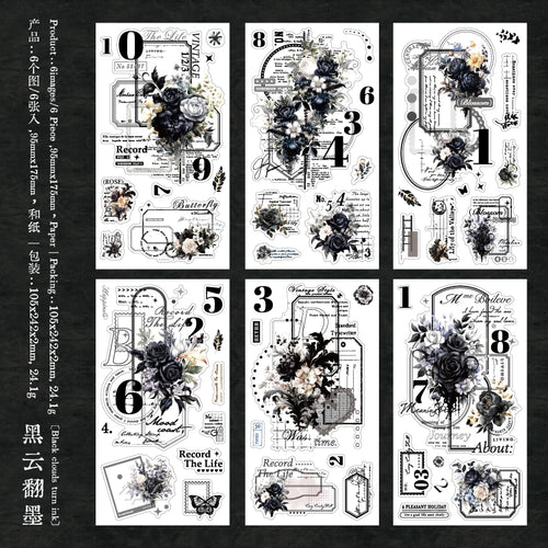 Journal GO 6pcs Flower Shadow Decorative Sticker Fresh Plant Flowers