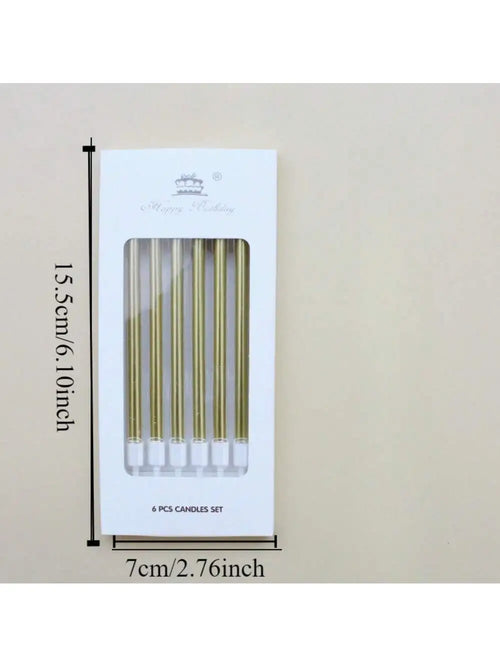 6 Pieces Metallic Candle Long Green Candle Birthday Candles with