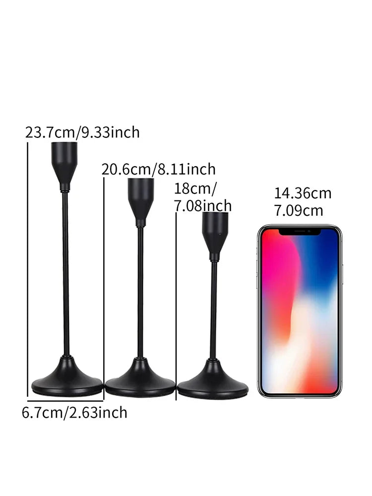 European Style Metal Candle Holders Set Of 3 Candlesticks For Home Decor And Versatile Use