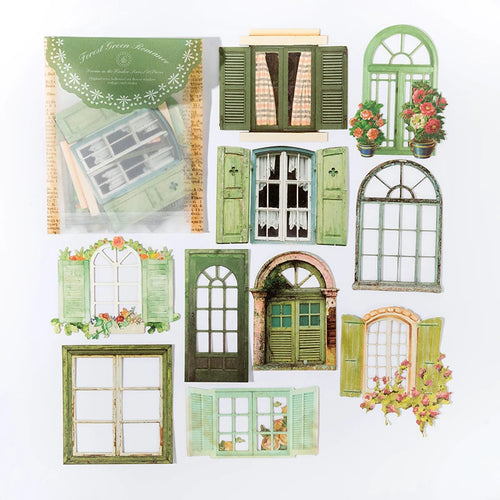 JIANQI 10 Pcs Laser Hollow Doors Windows Stickers Junk Journal Planner