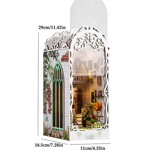 DIY Garden House Book Nook Shelf Insert Miniature Building Kits Wooden