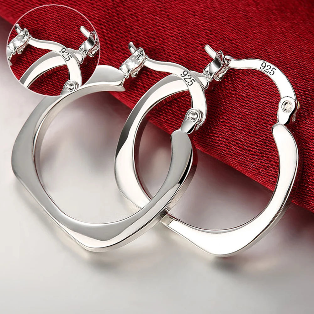 Top Quality 925 Sterling Silver Earrings Simple Round Circle Hoop
