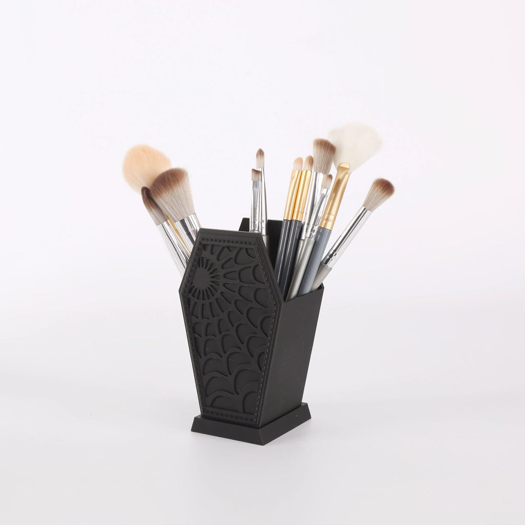 1 piece of 3D printed Gothic coffin shaped spider web makeup brush