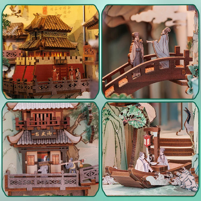 CUTEBEE Antiquity Book Nook Chinese Style Doll House Kit with Touch