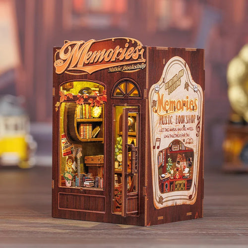 CUTEBEE Book Nook Kit DIY Doll House with LED Light Bookshelf Insert