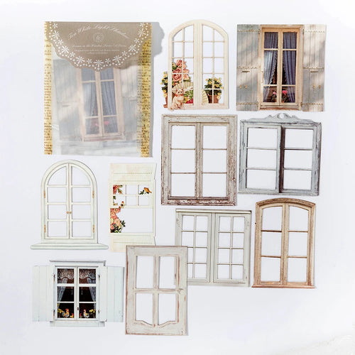 JIANQI 10 Pcs Laser Hollow Doors Windows Stickers Junk Journal Planner