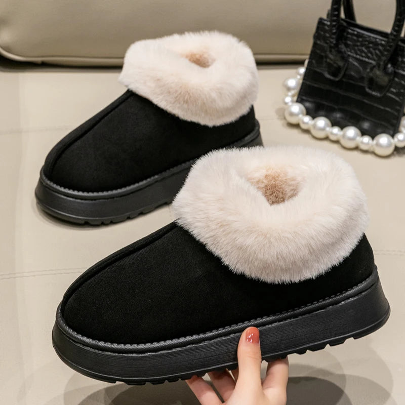 2024 Women Snow Boots Fashion Fluffy Plush Faux Fur Warm Waterproof Winter Boots