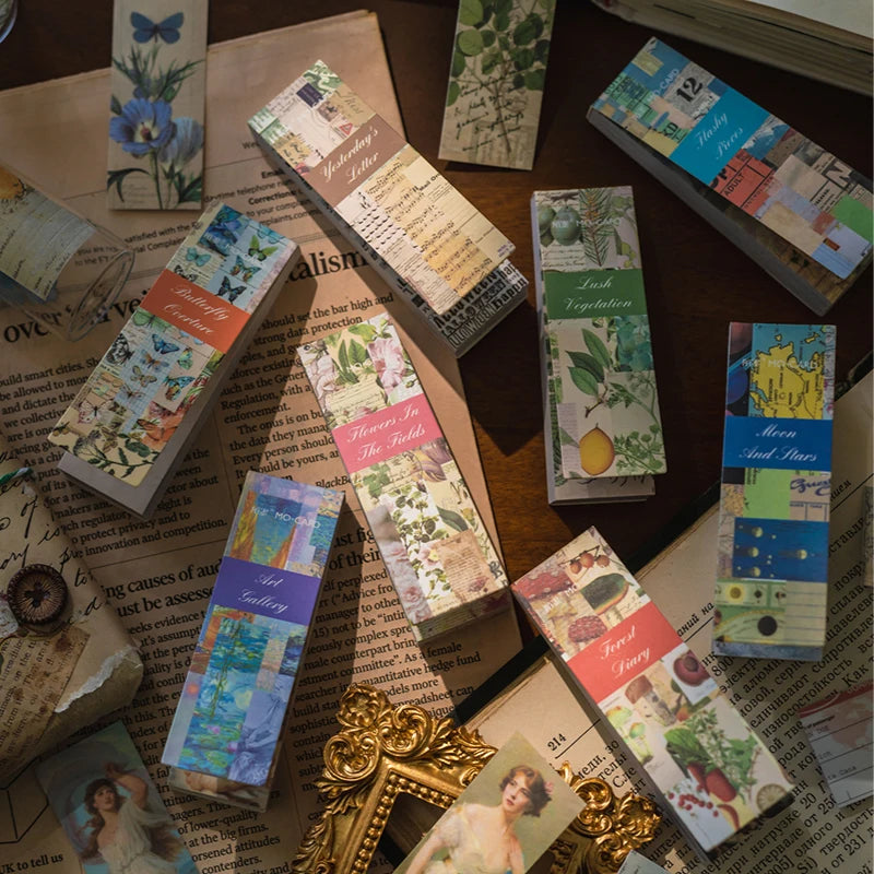 Yoofun 50sheets Vintage Washi Paper Sticker Book butterflies Natural