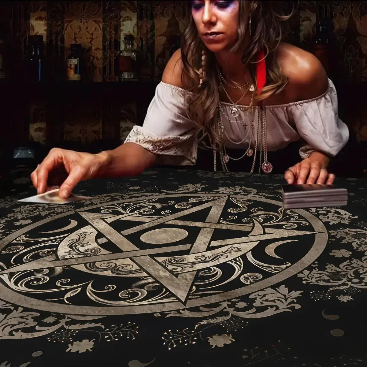 Tarot Table Cloth Gothic Mystic Altar Cover Starry Twelve Constellations Love Career For Tarot Readers