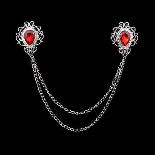 Fashion Gentleman Tassel Brooch For Men Suit Shirt Collar Crystal