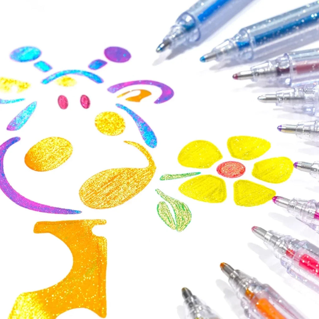 12pcs Glitter Gel Pen Set with 12 color ink refill suitable for
