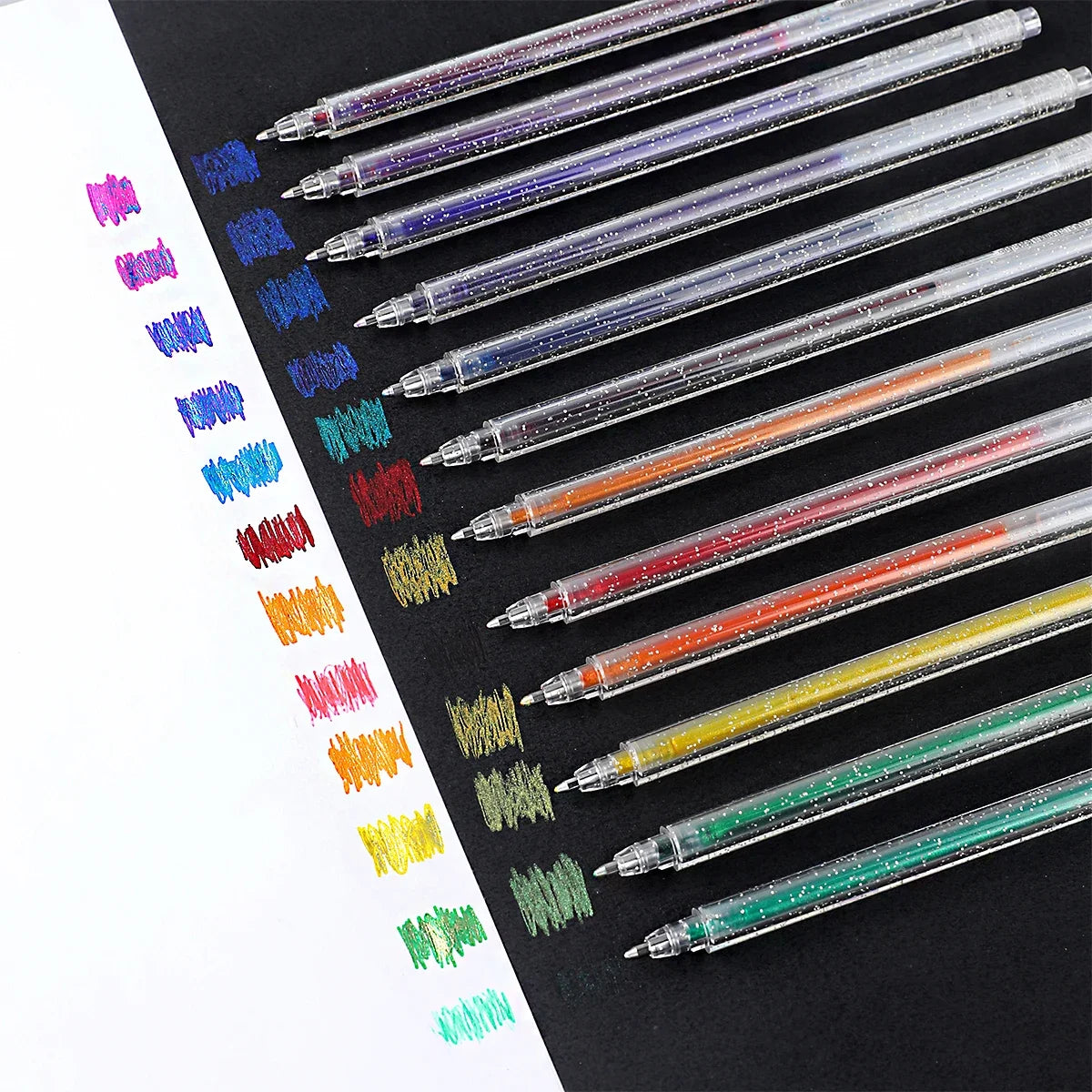 12pcs Glitter Gel Pen Set with 12 color ink refill suitable for