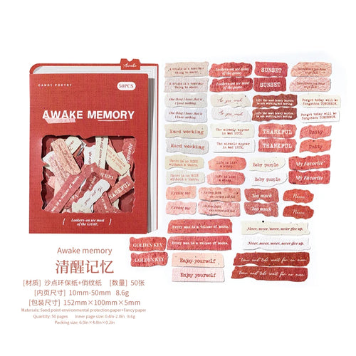 JIANQI 50 pcs Vintage English letter Stickers Specialty paper material