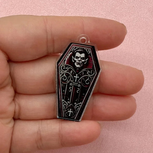 12-Piece Halloween Coffin Acrylic Pendants - DIY Earring & Jewelry Making Charms