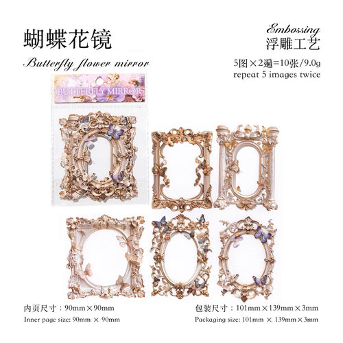 10 Pcs 3D Style Hollow Frame Card Material Paper for Decorative Diary Scraps and Craft Projects