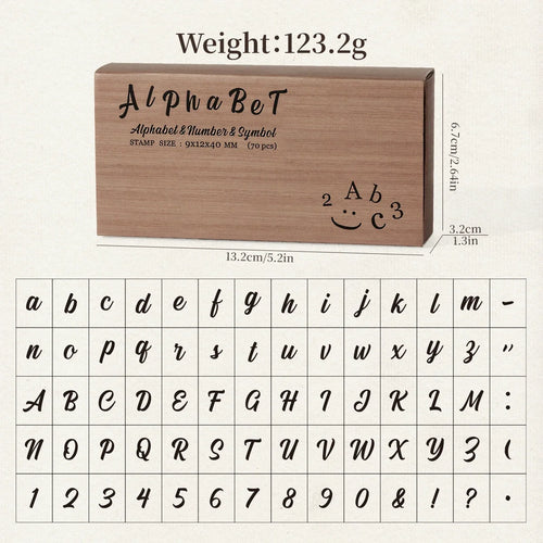 Journal GO 70pcs/set Wooden Rubber Alphabet Letter Number Stamp Set