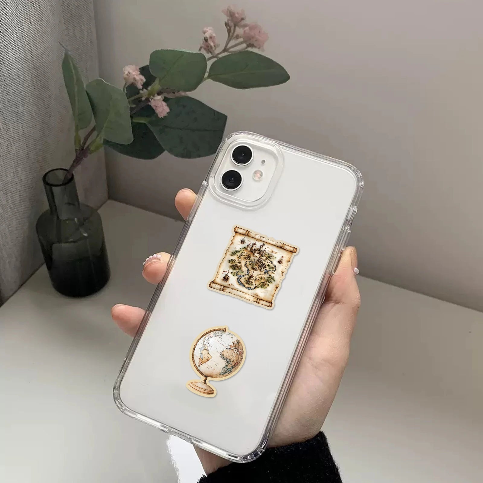 50 Pcs Vintage World Map Travel Stickers Graffiti Decor For Junk Journals Scrapbooks Do It Yourself