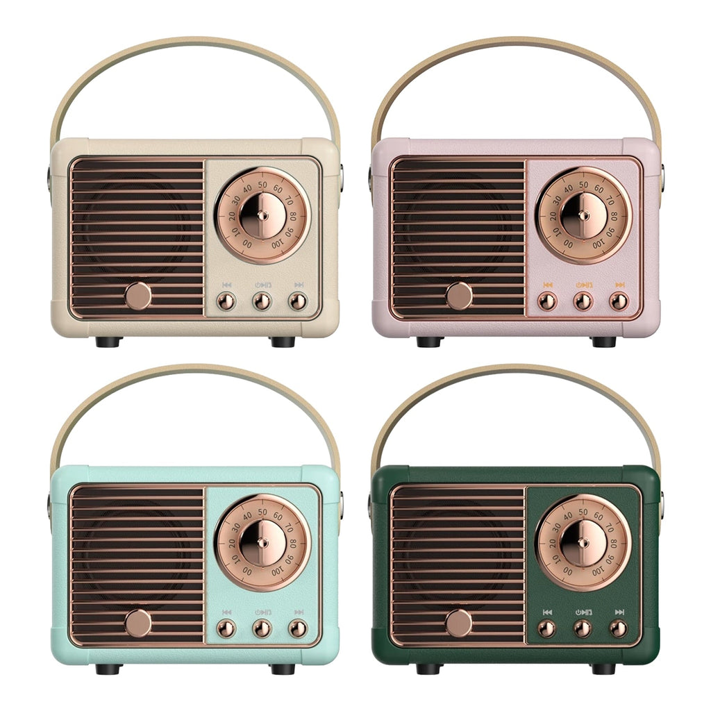 Bluetooth Compact Retro Speakers With Radio Portable Mini Speaker For Home Office Outdoor Travel Five Point Zero