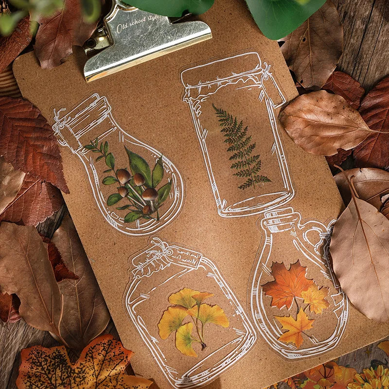Vintage Autumn Leaves Stickers 8 Sheets Set Enchanting Gothic Decorative Craft for Scrapbookers