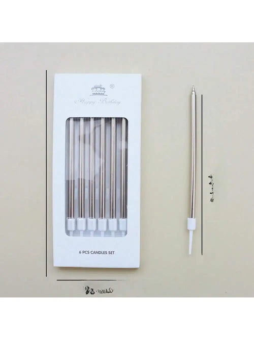 6 Pieces Metallic Candle Long Green Candle Birthday Candles with