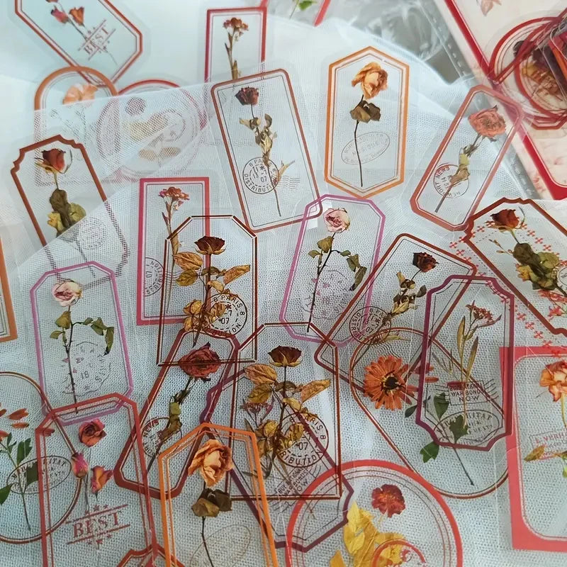 30pcs Vintage Flower Plant Leaf Hand Account DIY Decorative Sticker