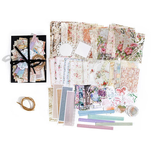 JIANQI 85pcs Vintage Decor Scrapbook Sticker Materials Paper Combo Kit