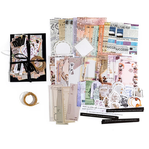 JIANQI 85pcs Vintage Decor Scrapbook Sticker Materials Paper Combo Kit