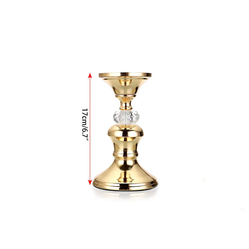 Gold Metal Pillar Candlestick Holders Vintage Pillar Candle Holders