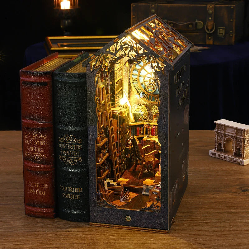 DIY Book Nook Kit Miniature Doll House With LED Light 3D Puzzle Model