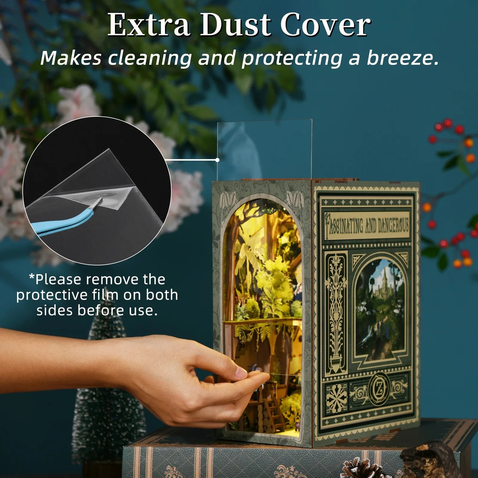 DIY Book Nook Kit Miniature Dollhouse With Light Wooden Bookshelf