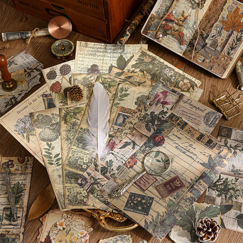 30pcs Lost Memory Series Retro Journal Scrapbook Background Decorative