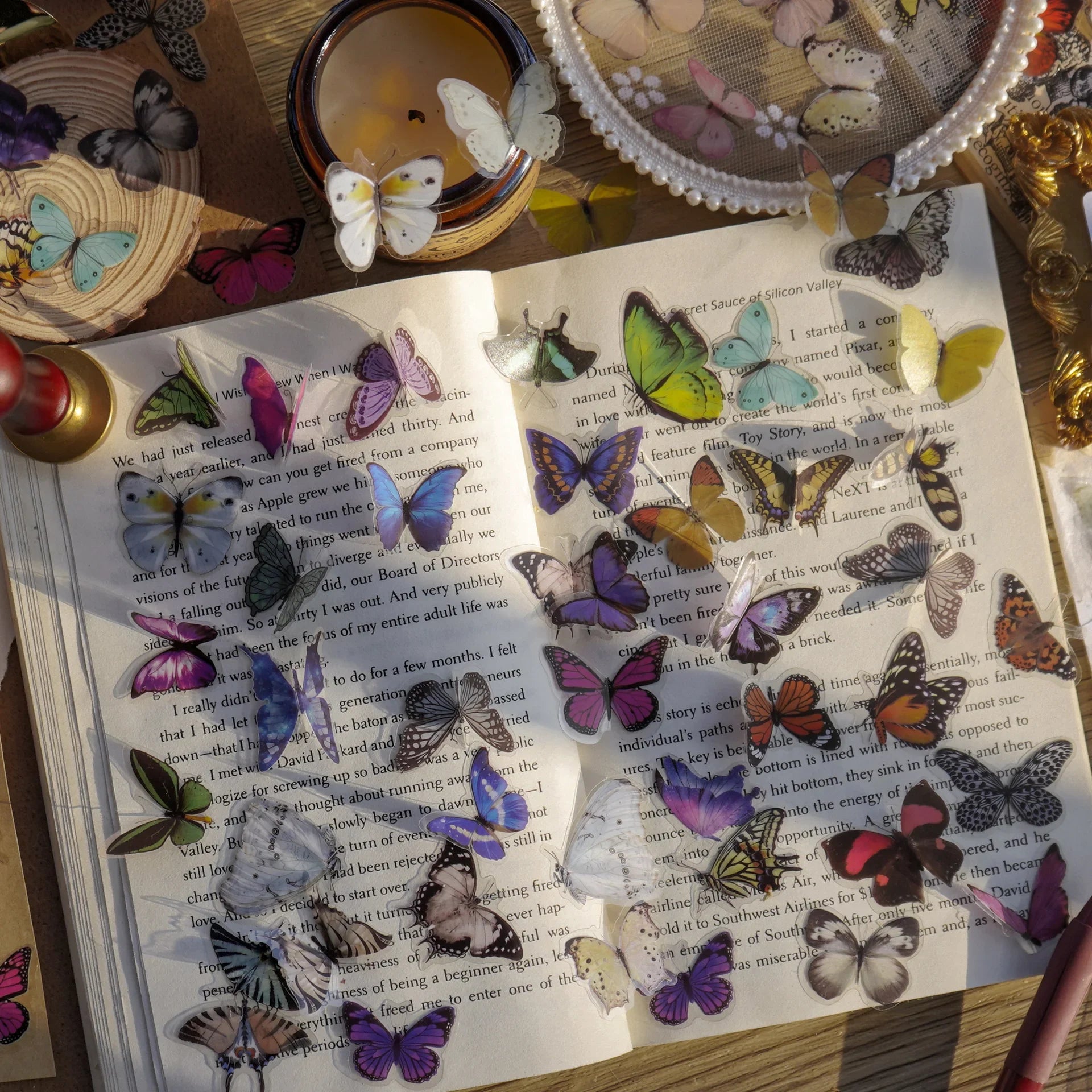 Journamm 40pcs/pack Butterfly Series Stickers Art Collage Junk Journal