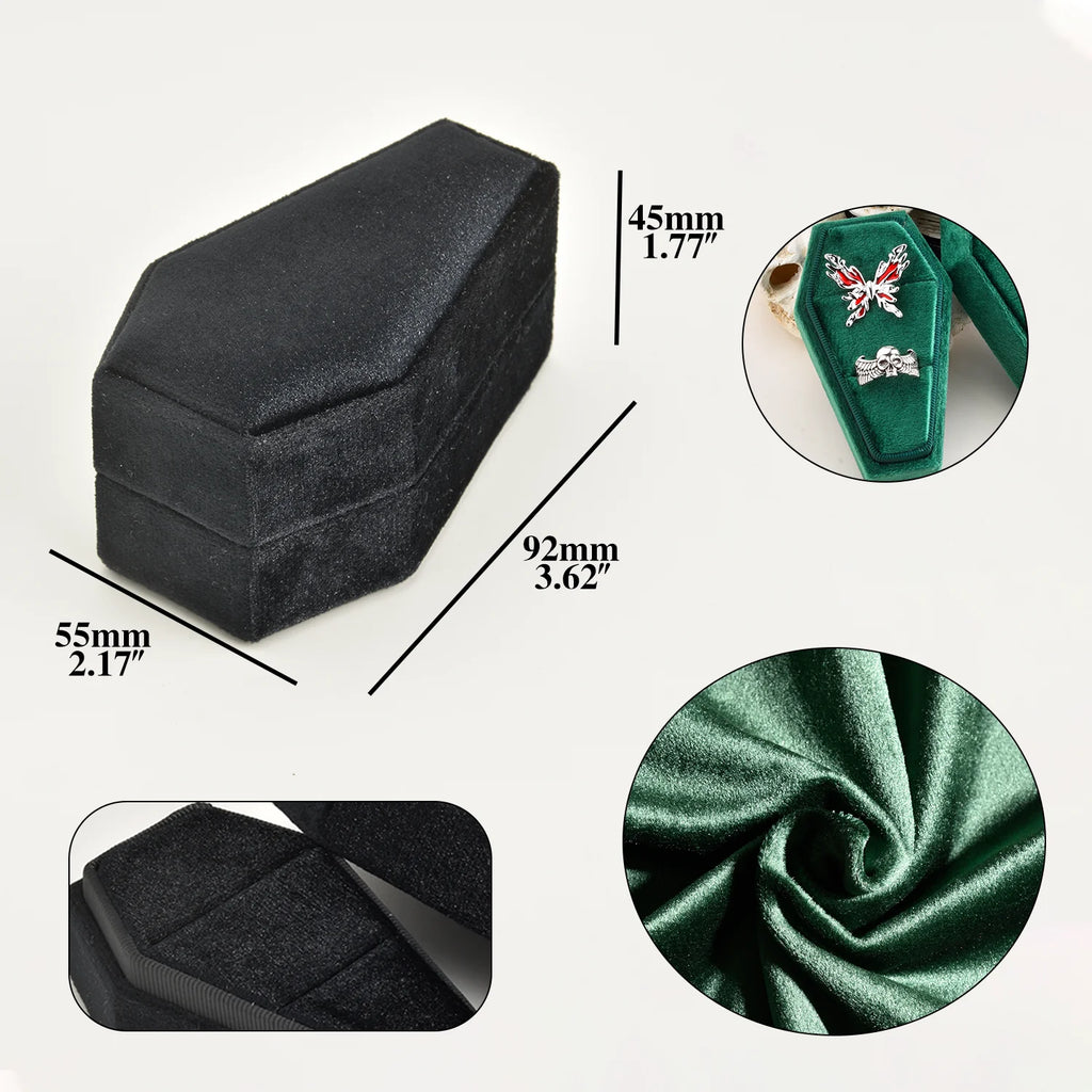 TAIMY Gothic Mini Coffin Ring Jewelry Box Detachable Lid Double Ring