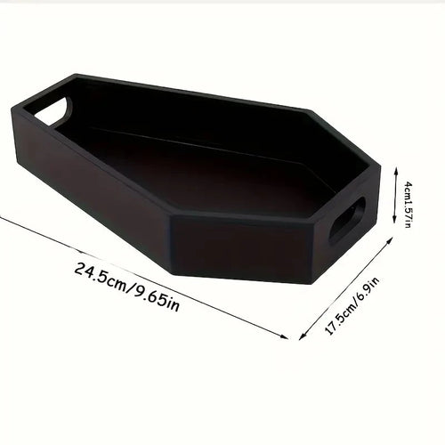 HUA HUA Gothic Coffin-Shaped Wooden Storage Box Black Coffin Makeup