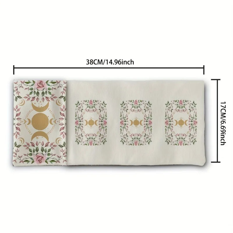 1pc Moon Star Tarot Storage Bag Pink Rose Floral Celestial Polyester